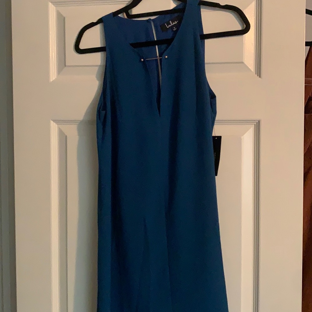 Blue cut out shift dress